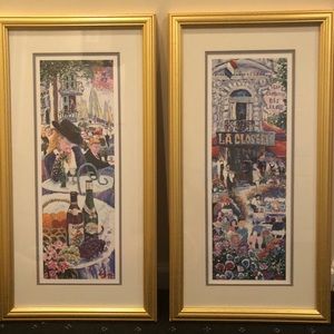Two wood framed Parisian themed prints